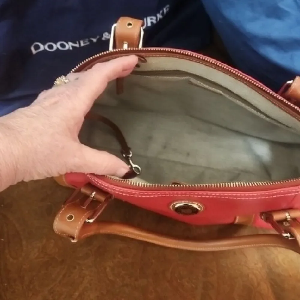 DOONEY and BOURKE Red and Tan Leather Handbag